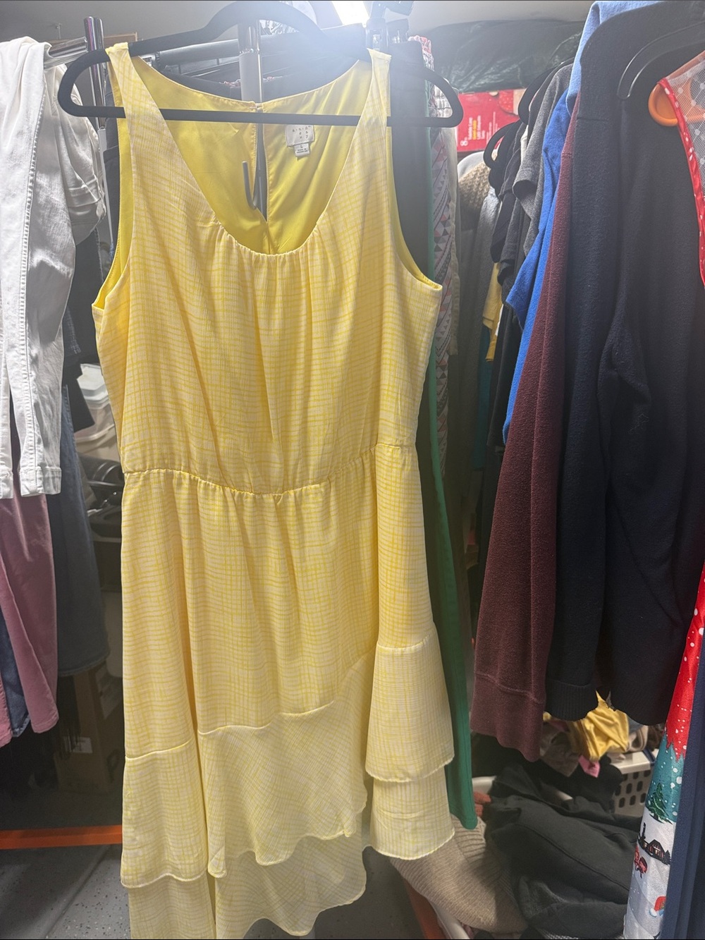a new day Yellow Asymmetrical Tiered Sundress